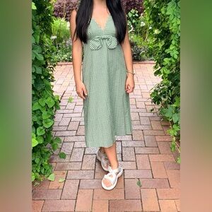 Kate Spade Green Gingham Midi Dress